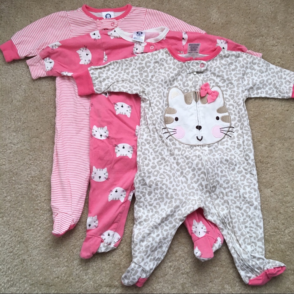 3/$12 Set of Three Sleep & Play Footie Pajamas
